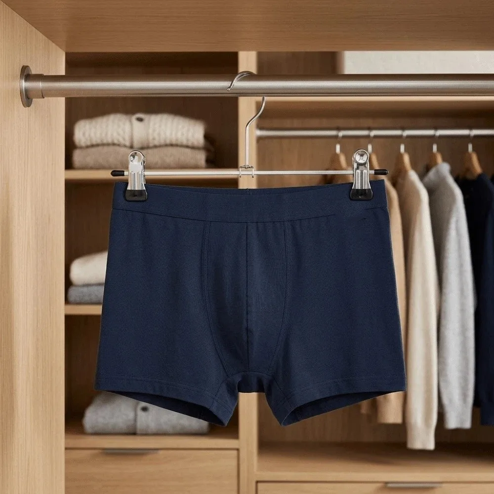 2pcs Portable Stainless Steel Pants Hangers Space-Saving Multi-functional Bras Hangers Adjustable Clothes Rack Wardrobe