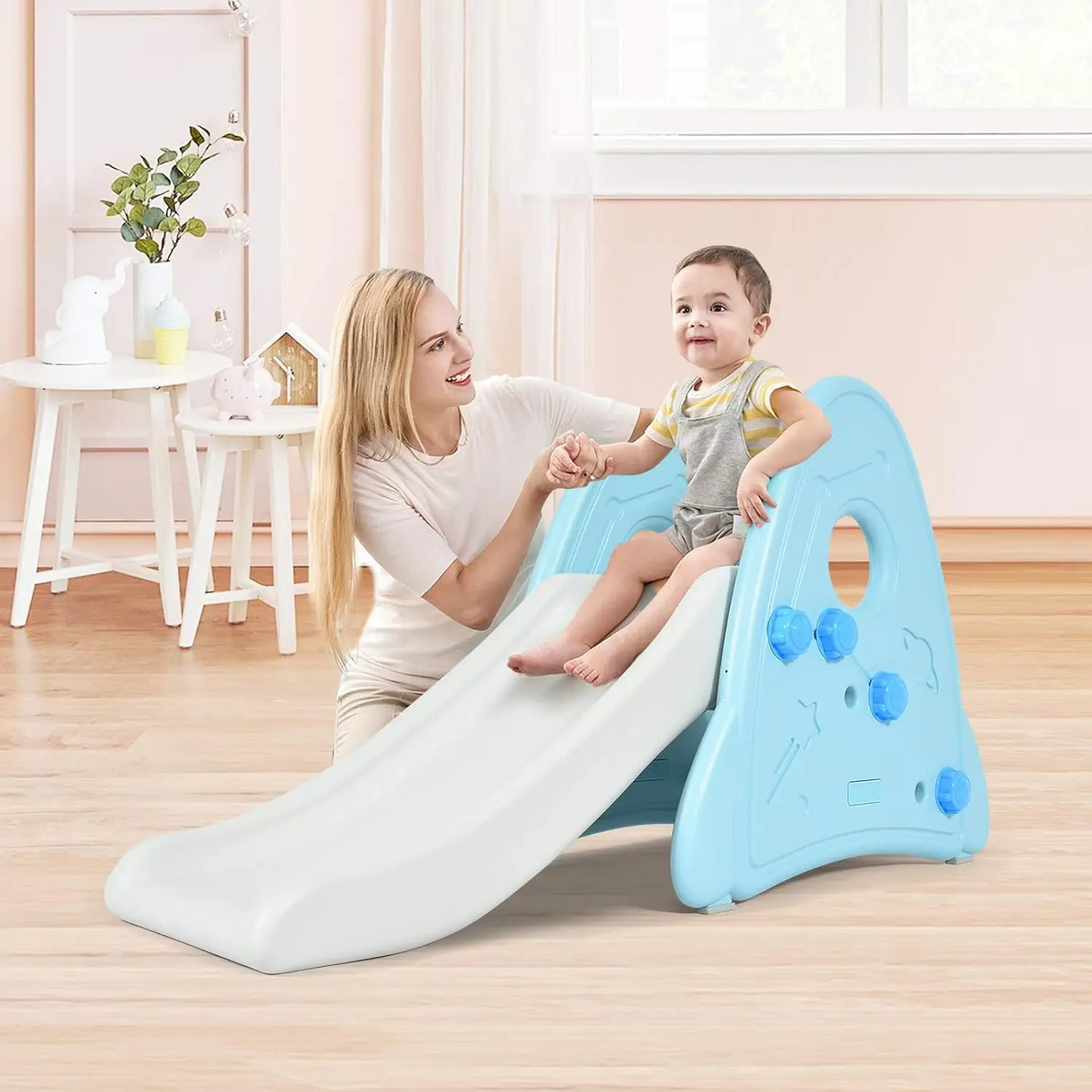 Kids Slide, Freestanding Baby Mini Play Climber Slide Set for Indoor Outdoors Use, Children Toy Playset with Non-Slip Widened Pe