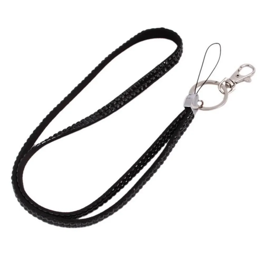 Rhinestone Badge Holder Lanyard White Crystal Necklace Clear ID Card Window Business Pass Travel Chain