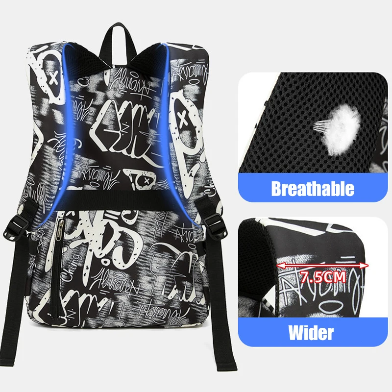 Backpack Large Capacity Graffiti Backpack Casual College Student Schoolbag