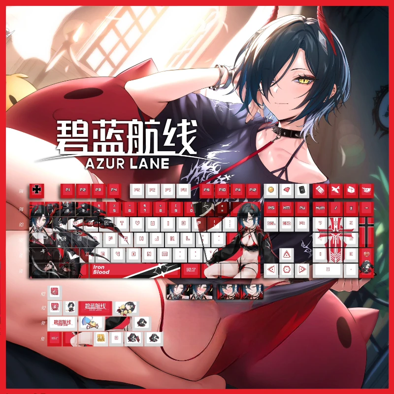 

Azur Lane Keycaps Custom PBT Cherry Profile Keycap Cute Anime Point Key Cap for Gaming Wooting Wob Crush80 Mechanical Keyboard