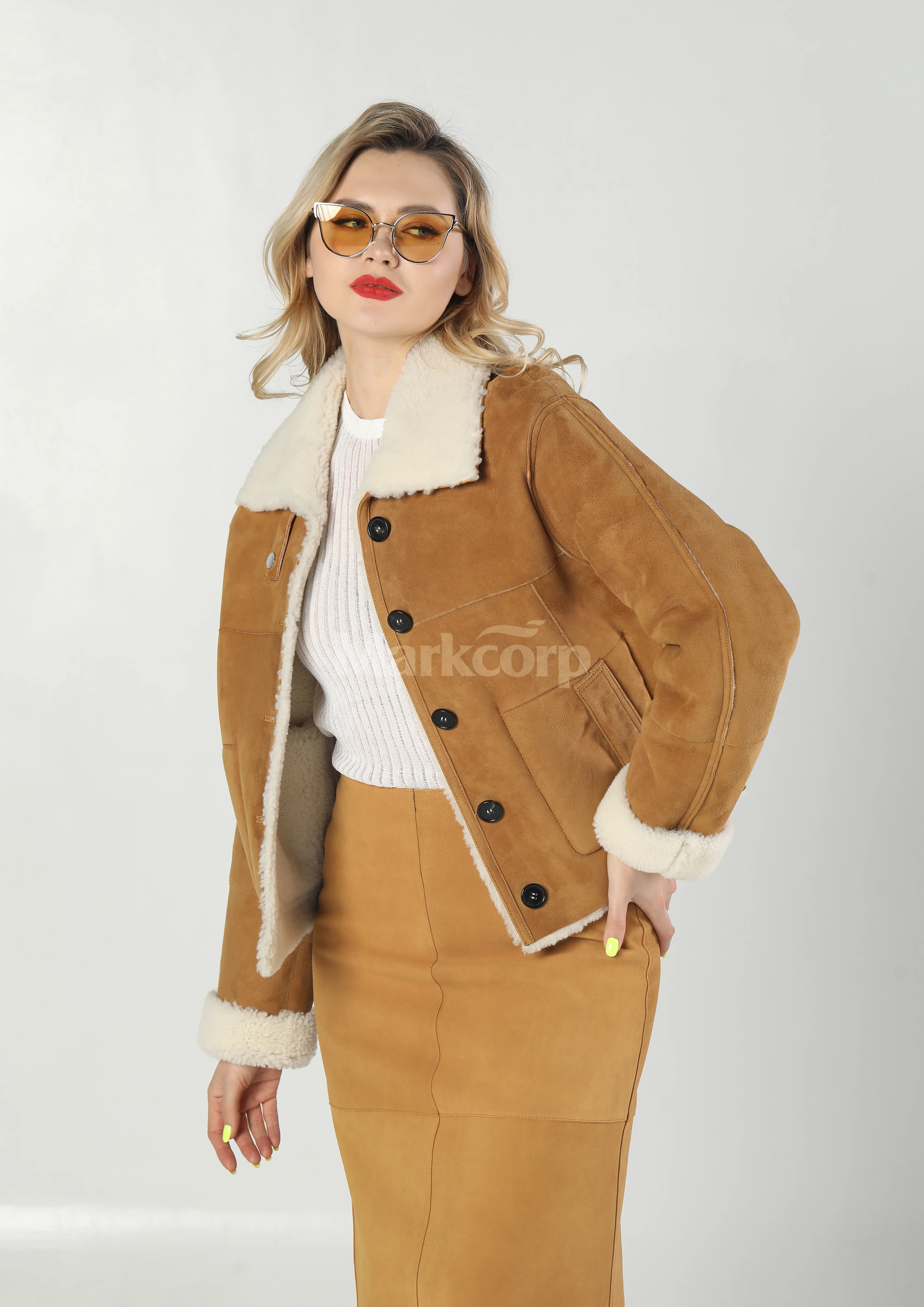 【Markcorp】Modieus vintage bont van echt schapenleer