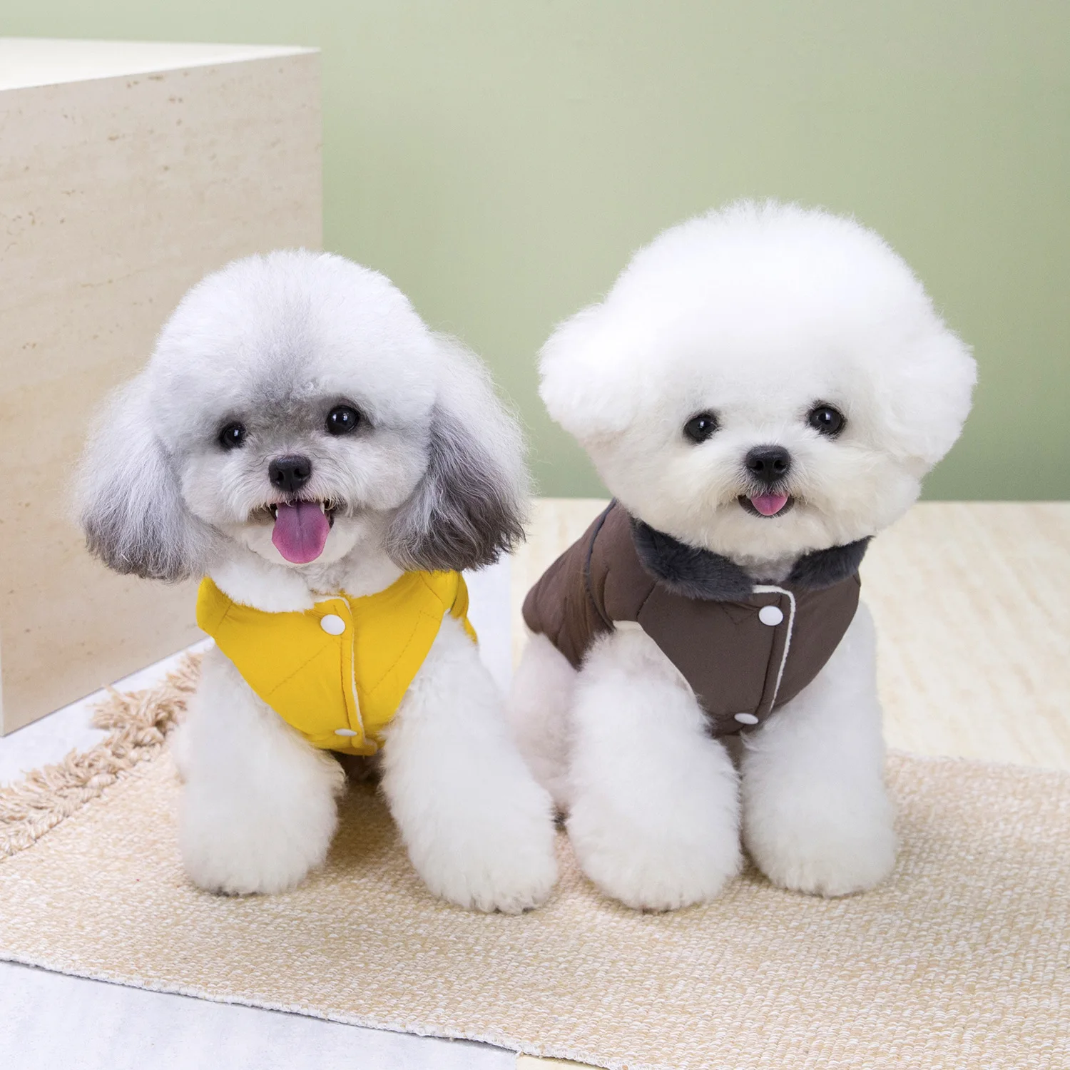 Pet Warm Autumn and Winter Plus Plush Thick Coat Dog Outdoor Vest Teddy Cat Coat Dog Clothes for Small Dogs