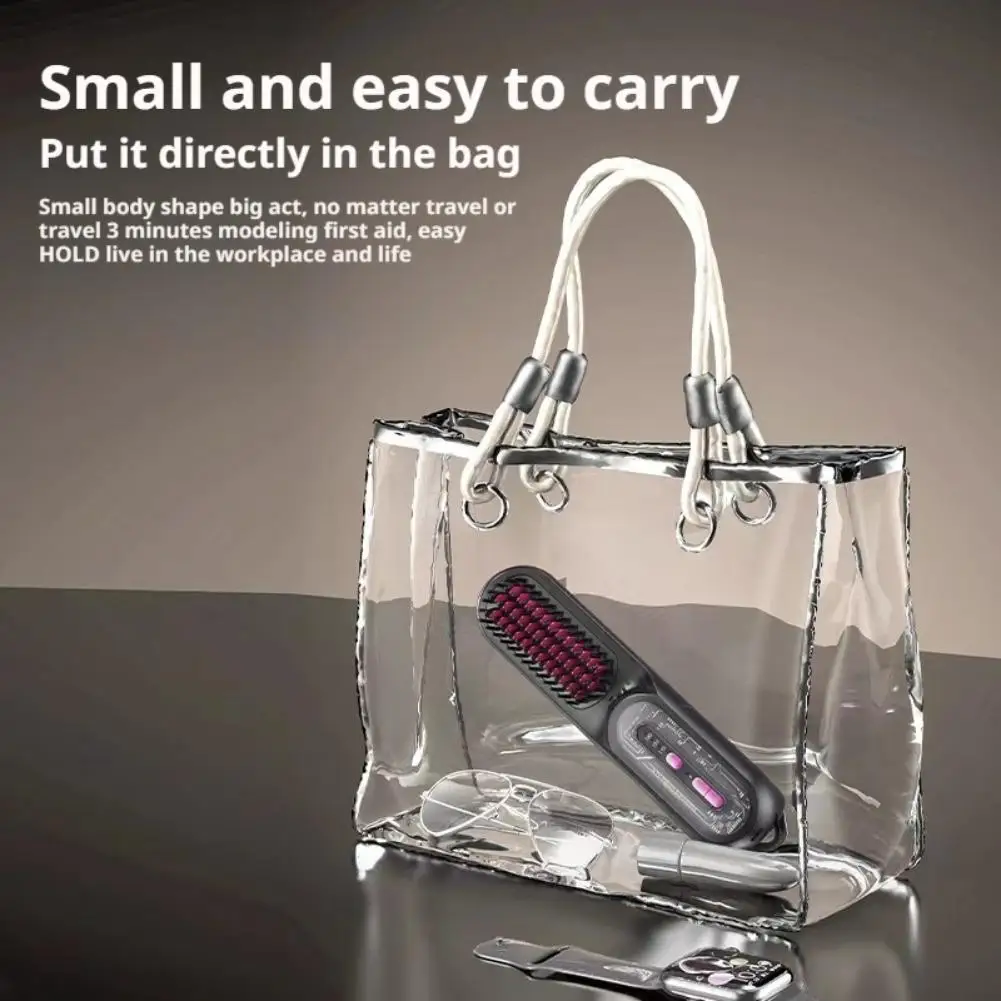 

Портативная выпрямляющая щетка в подарок для женщин ﻿ Беспроводной выпрямитель для волос, электрическая расческа с защитой от ожогов, 3-температурная настройка