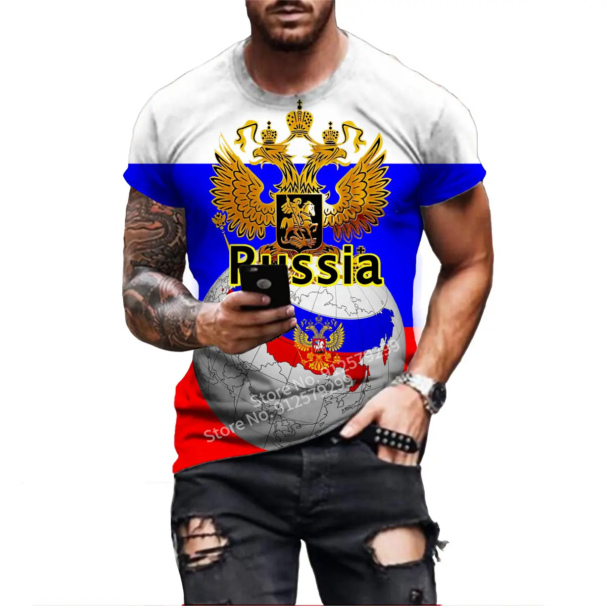 2022 Men\'s Fashion Russia Letter Printed T-shirt Funny Russia Flag Street Hip Hop Tee Shirt Casual Short Sleeve Tops