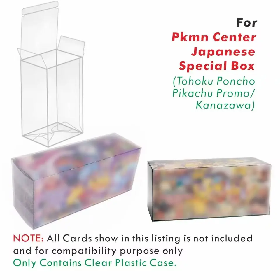 3/10PCS Estojo Protetor de Plástico Transparente para Caixa Especial Japonesa Pkmn Center (Para Promoção Tohoku Poncho Pikachu/Kanazawa)