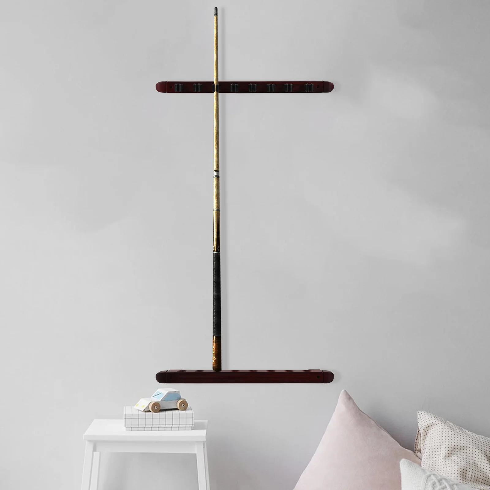 

8-луночная стойка для бильярдных кий, аксессуары St, простой настенный держатель, дисплей для хранения палок для бассейна, римский дизайн из массива дерева