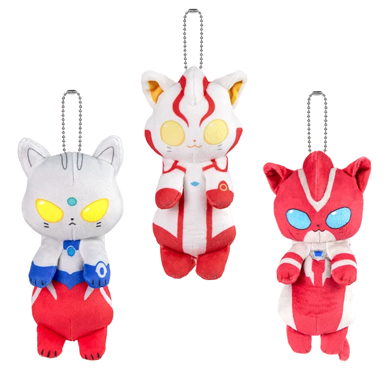 Bandai ultraman gato boneca com fone de ouvido saco pingente macio pelúcia animal brinquedo sonho marinheiro lua omega gato para colecionadores