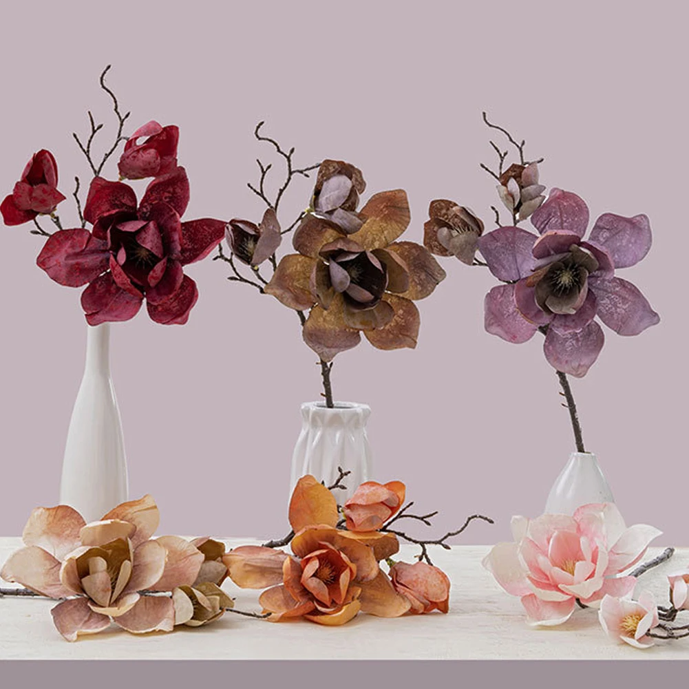 

Lifelike Floral Arrangements Artificial Magnolia Bouquets Event Centerpieces Charming Touch Effortless Maintenance