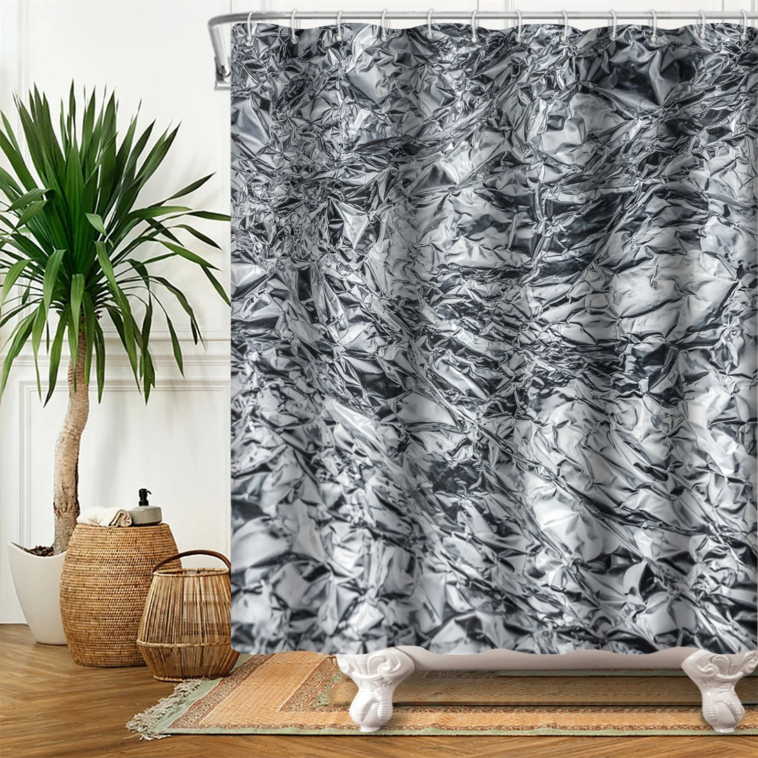 Modern Simulation Shower Curtain Simple 3D Printed Waterproof Bath Curtains with Hooks for Bathtub Cloth Decoration Home Decor