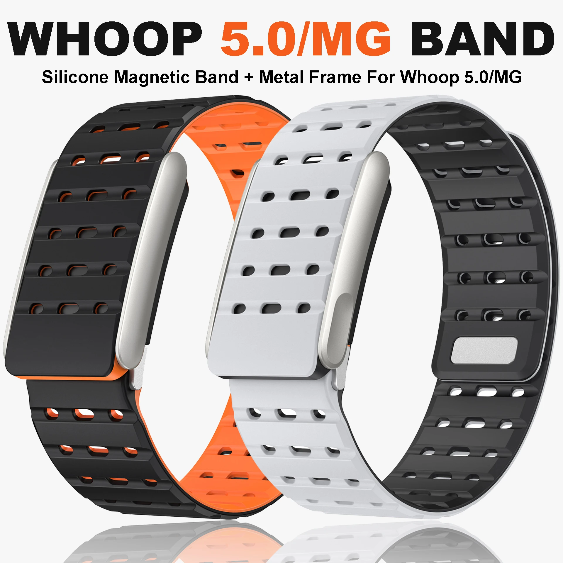 

Band+Frame Compatible with Whoop 5.0/MG Breathable Soft Silicone Adjustable Bracelet for Whoop 5.0/MG Silicone Band Accessories