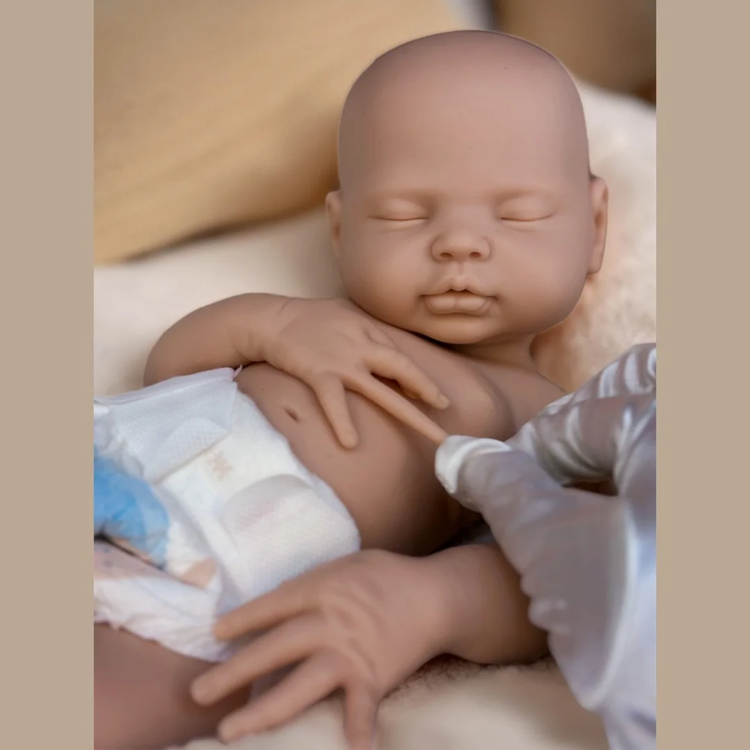 18 بوصة/45 سنتيمتر قابل للغسل غير مصبوغ عيون مغلقة الصلبة سيليكون بيبي تولد من جديد فتاة دمية لمسة ناعمة اليدوية نابض بالحياة دمى الأطفال حديثي الولادة