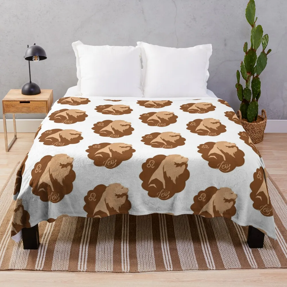 Leo: Roar with courage, shine with pride. Throw Blanket Thermal Soft Plush Plaid Furrys Blankets