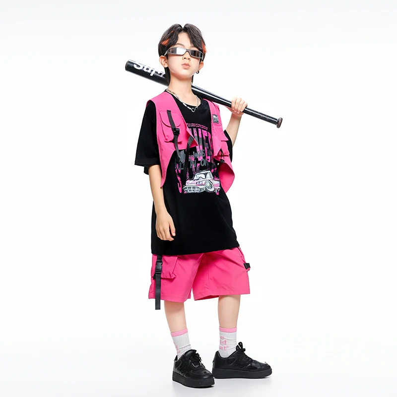 Gilet Hip Hop pour garçons, t-shirt, pantalon Cargo coloré, ensembles de vêtements de danse de rue pour filles, Costumes de Jazz k-pop pour enfants, Streetwear