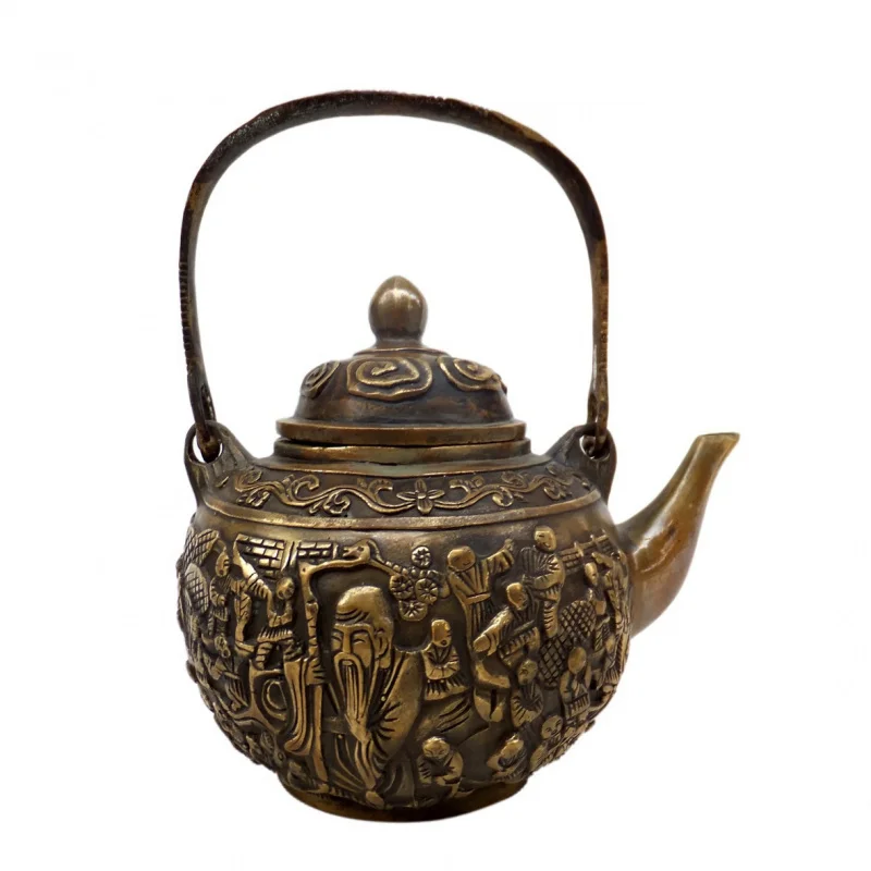 

Pure Copper Pot Decoration Baizi Birthday Celebration Kettle Teapot Decorative Craft Gift Antique Collection