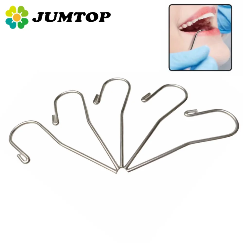 

5Pcs/Pack Stainless Steel Dental Lip Hook Root Canal Measuring Accessories Lip Mouth Hook Apex Locator Tool