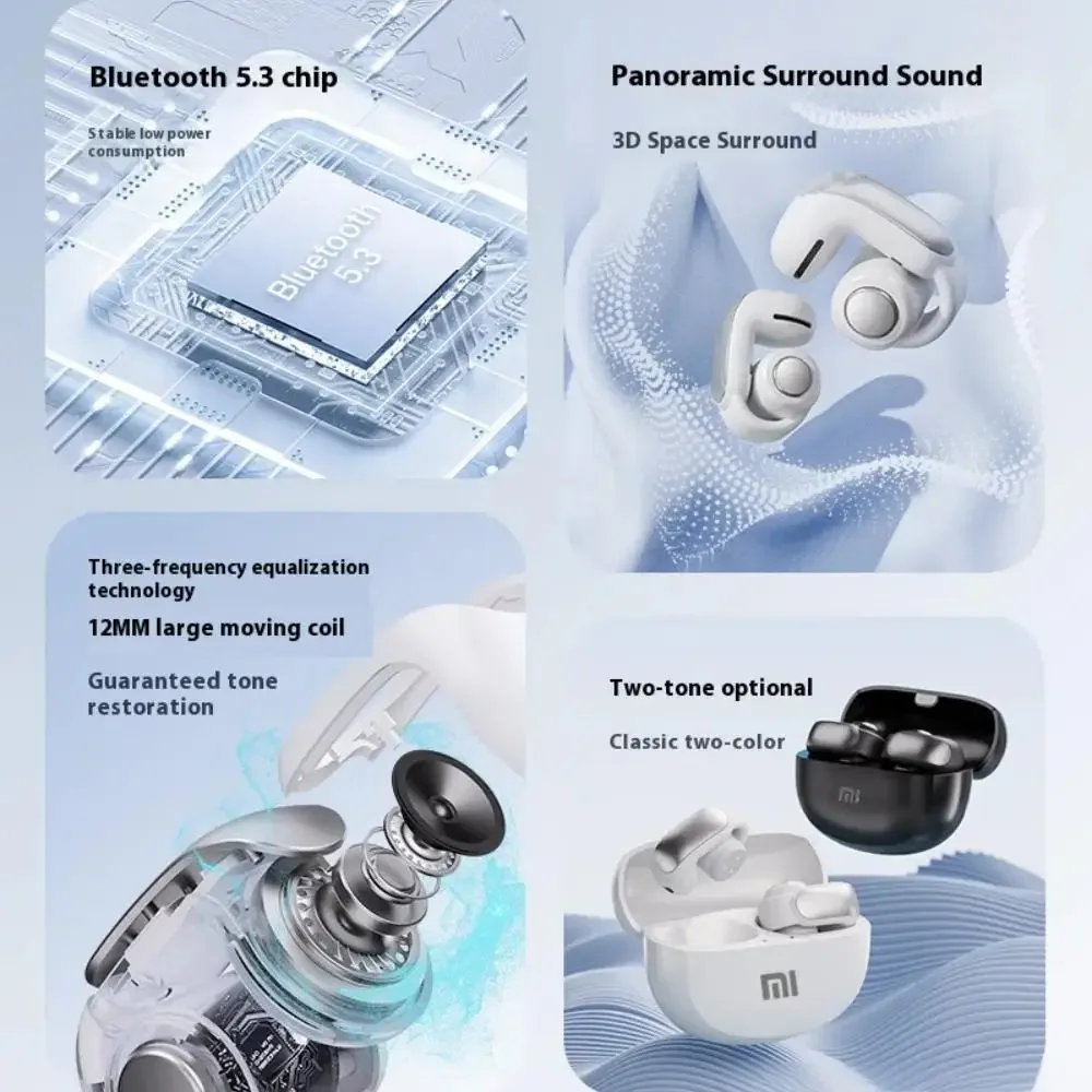 Earphone Bluetooth Nirkabel Xiaomi V12 5,3 Cocok untuk Earphone Pengurang Kebisingan Olahraga dan Kantor