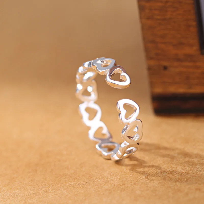 Women's 925 Sterling Silver Heart Adjustable Ring