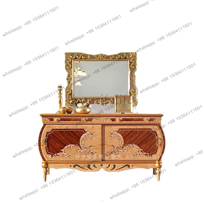 

European living room furniture mahogany carved porch cabinet villa court locker