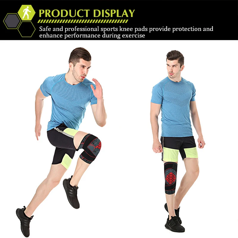 Sport Druk Riem Anti Slip Knie Beschermer Honingraat Jacquard Gebreide Nylon Knie Beschermer