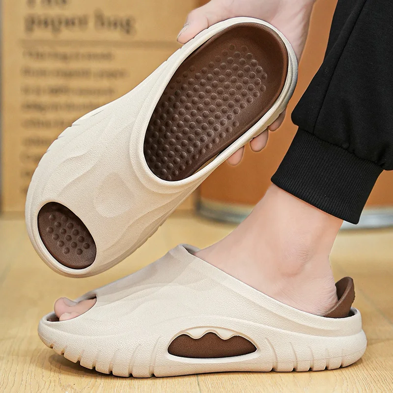 

Мужские тапочки, новые летние удобные мягкие сандалии на мягкой подошве, уличная непромокаемая противоскользящая пляжная обувь, модные повседневные спортивные тапочки