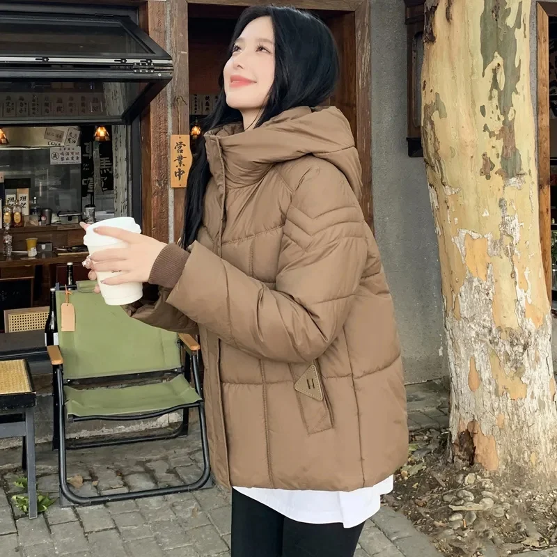 2024Autumn Winter New Down Jacket Women Parkas Short Warm Cotton-Padded Coat Ladies Large Size Outerwear Hooded Fashion Overcoat