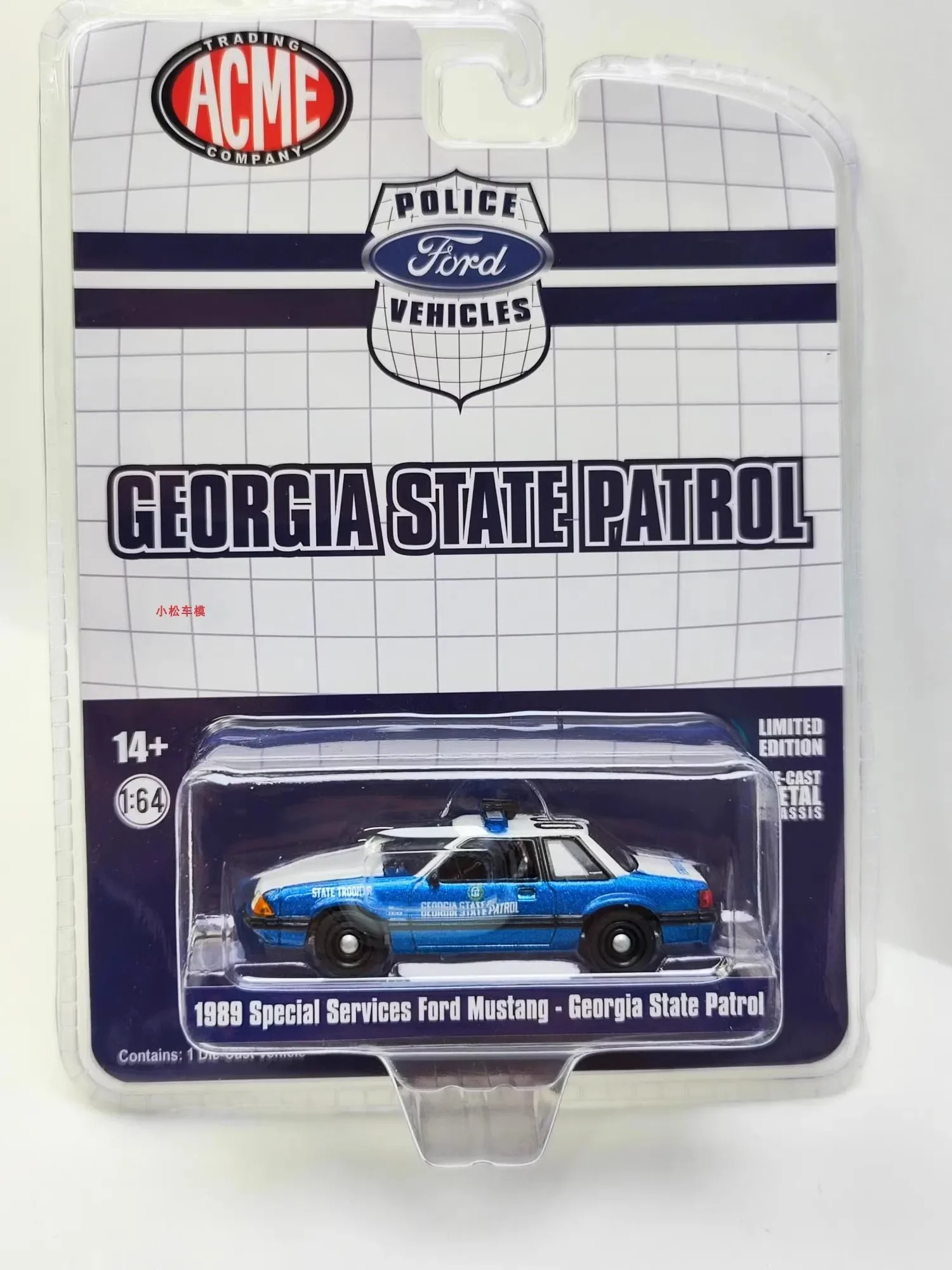 

Специальные услуги 1:64 1989 Ford Mustang — штатный патруль Georgia, литая под давлением модель автомобиля из металлического сплава, игрушки для коллекции подарков