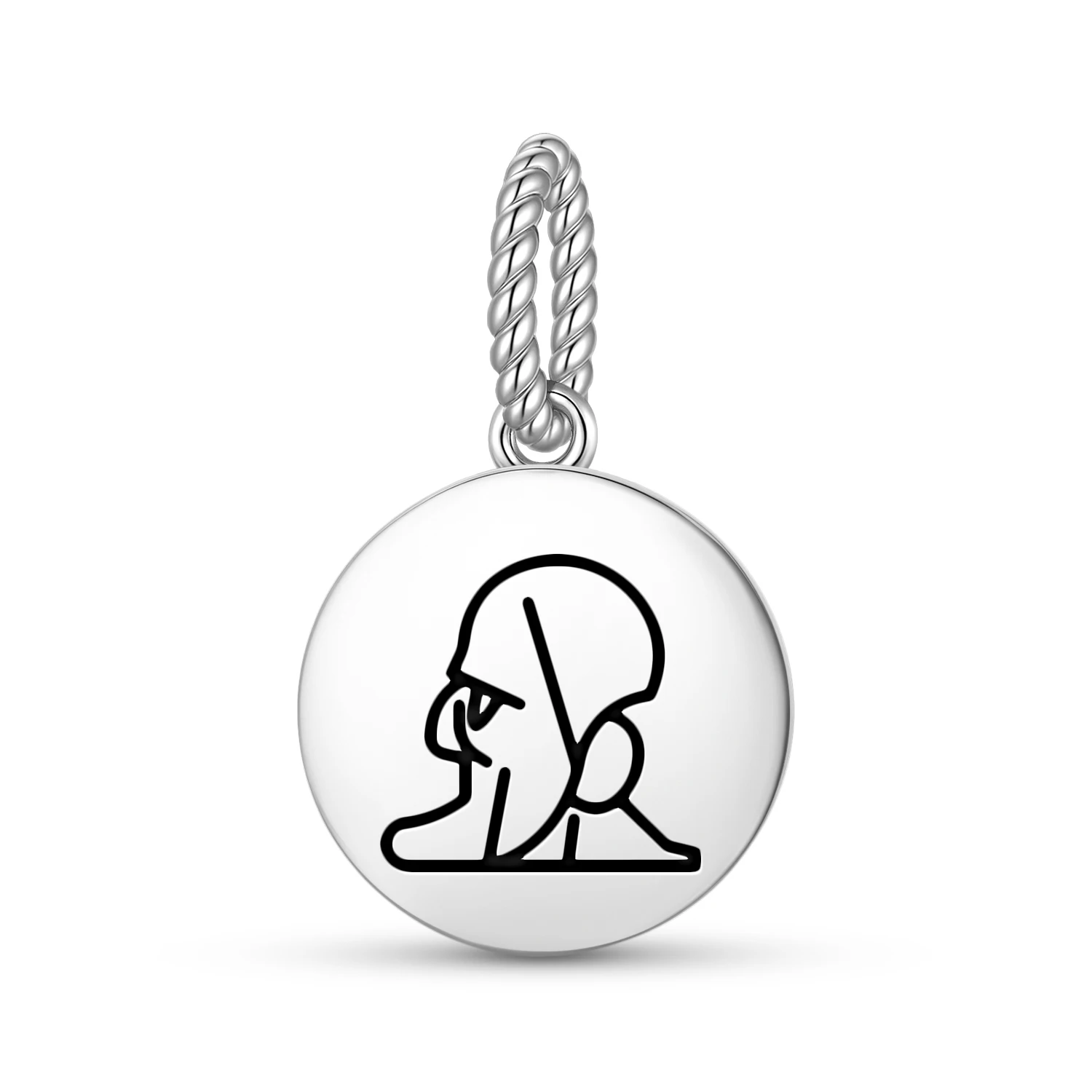 Colgante de Plata de Ley 925 con Símbolo de Moái Kavakava de la Isla de Pascua (Rapa Nui), Abalorio para Pulsera o Collar, Joyería Moderna para Mujer