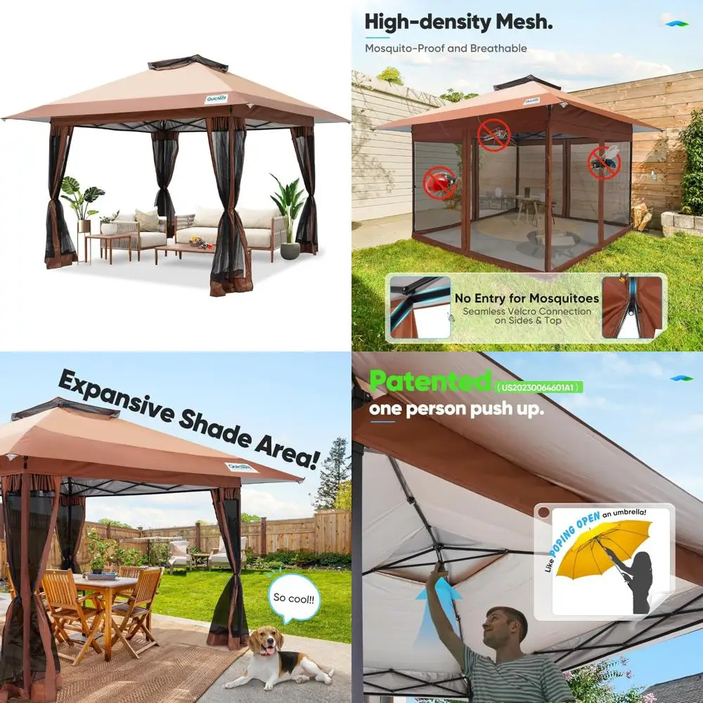 مأوى محمول فوري قابل للطي - خيمة بمظلة خارجية مقاس 13 × 13 بوصة، سهلة الإعداد لشخص واحد، مقاس كبير جدًا، مثالية للمناسبات