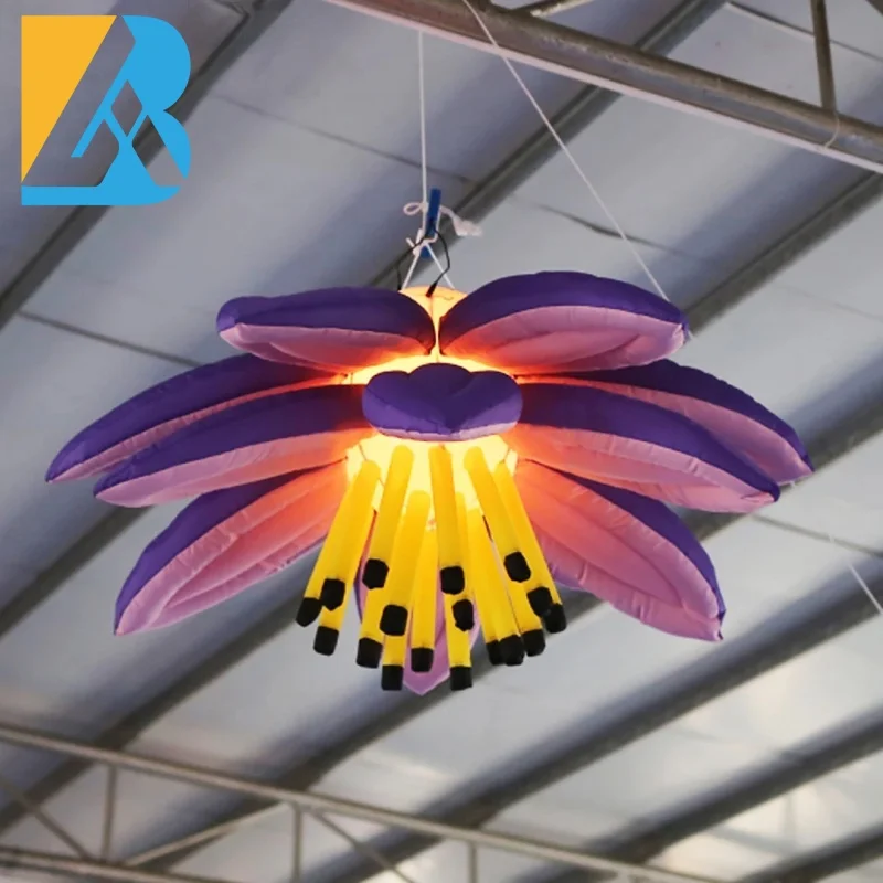 New Year Inflatables LED Lighting Giant Inflatable Hanging Flower for 25th Anniversary Decor Toys