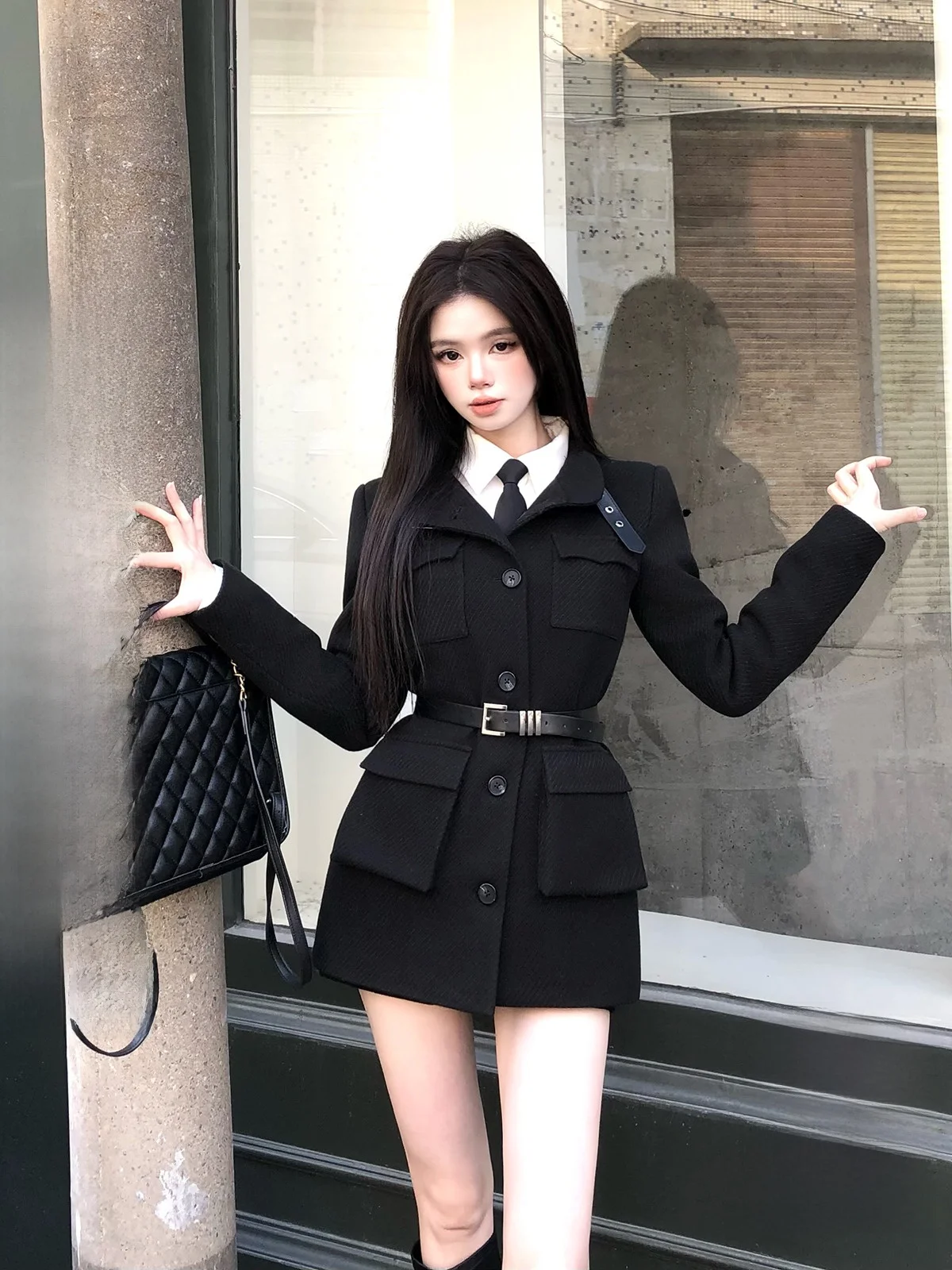 Wahju casaco de lã f, casaco de lã britânico legal para inverno, emaecimento, novo design de moda, manga crida, g...