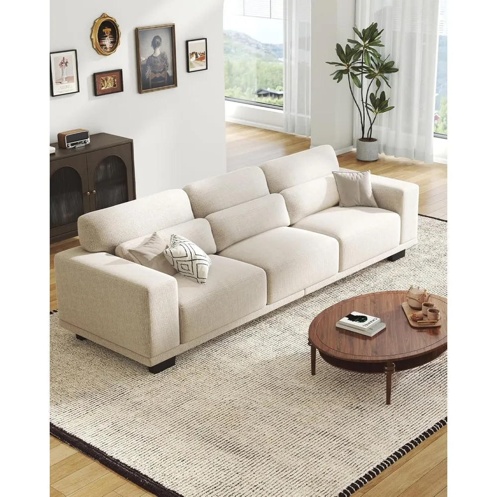 

3 Seater Couch, Sofas for Living Room with Deep Seats and Wide Armrests, 89" Comfy Sofa w/Removable Washable Linen Cover