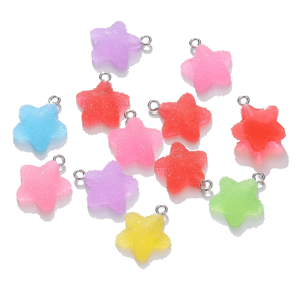 10 sztuk/partia pięcioramienna gwiazda cukierki kolor śliczne Charms luźne wisiorki dla DIY kolczyki naszyjnik biżuteria akcesoria znalezienie