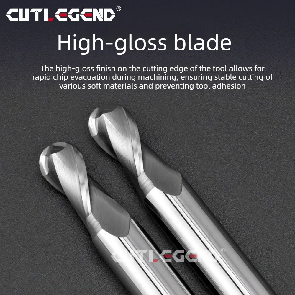 CUTLEGEND HRC60 Unbeschichteter Vollhartmetall-Kugelfräser R0.5-R5.95 Speziell für Aluminium CNC 3D-Kurven-Gravur-Bearbeitungswerkzeug – Detail 4