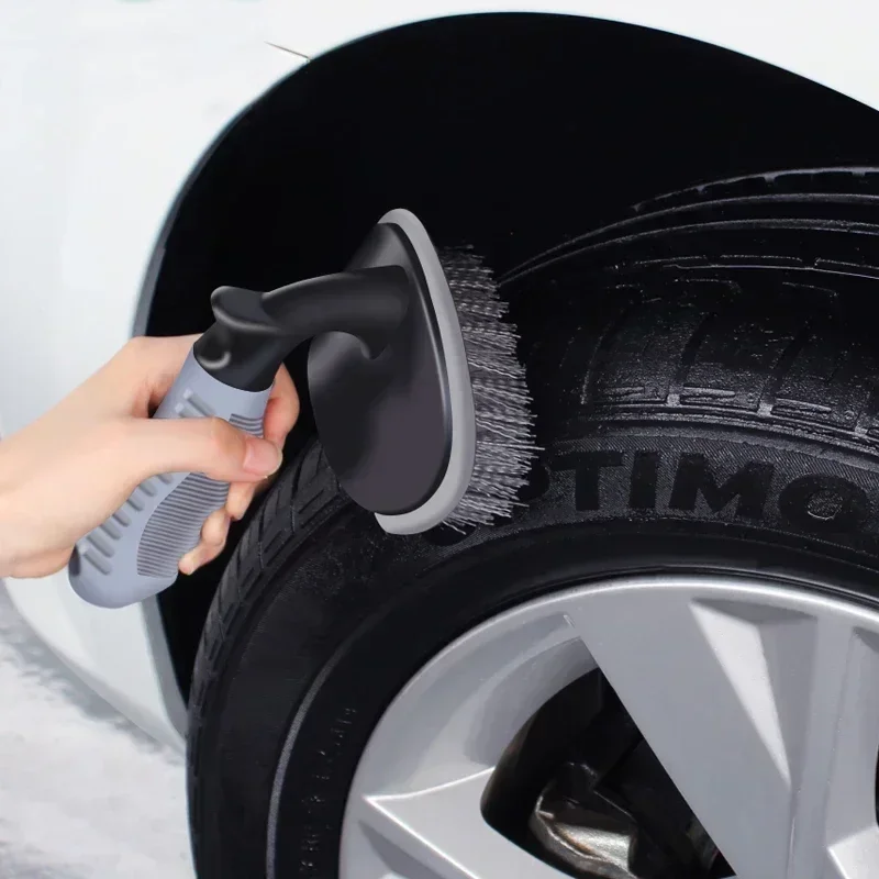1pc Car Wash Nylon Brush Wheel Tire Rim Scrub Brush Car Truck Motorcycle Bicycle Washing Cleaning Tool Car Accessories City Wolf