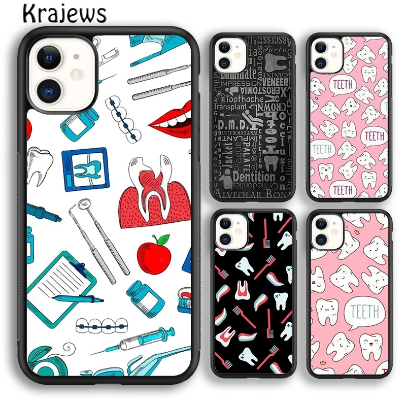 Krajews Anatomy Dental Crowned Tooth Crown Phone Case For iPhone 16 15 SE2020 14 6 7 8 plus 11 12 13 pro max coque Fundas