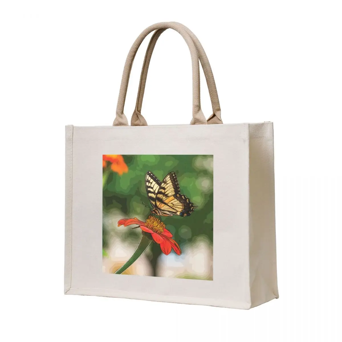 

Tiger swallowtail butterfly on Mexican sunflower - Tote Bag tote bag screen hand bags Women's tote bag