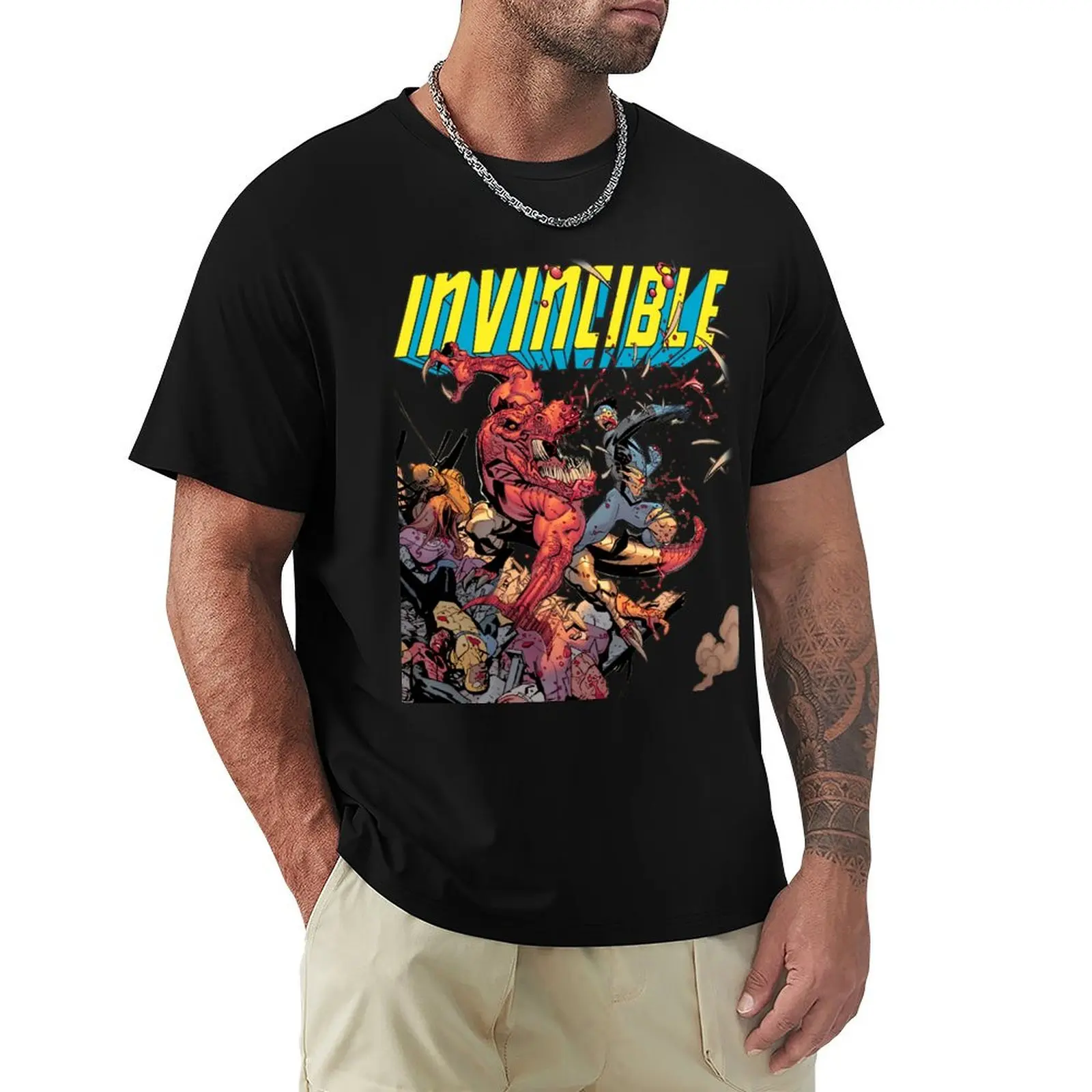 

Invincible Vs Alien T-Shirt Big and Tall Crew Neck Tee