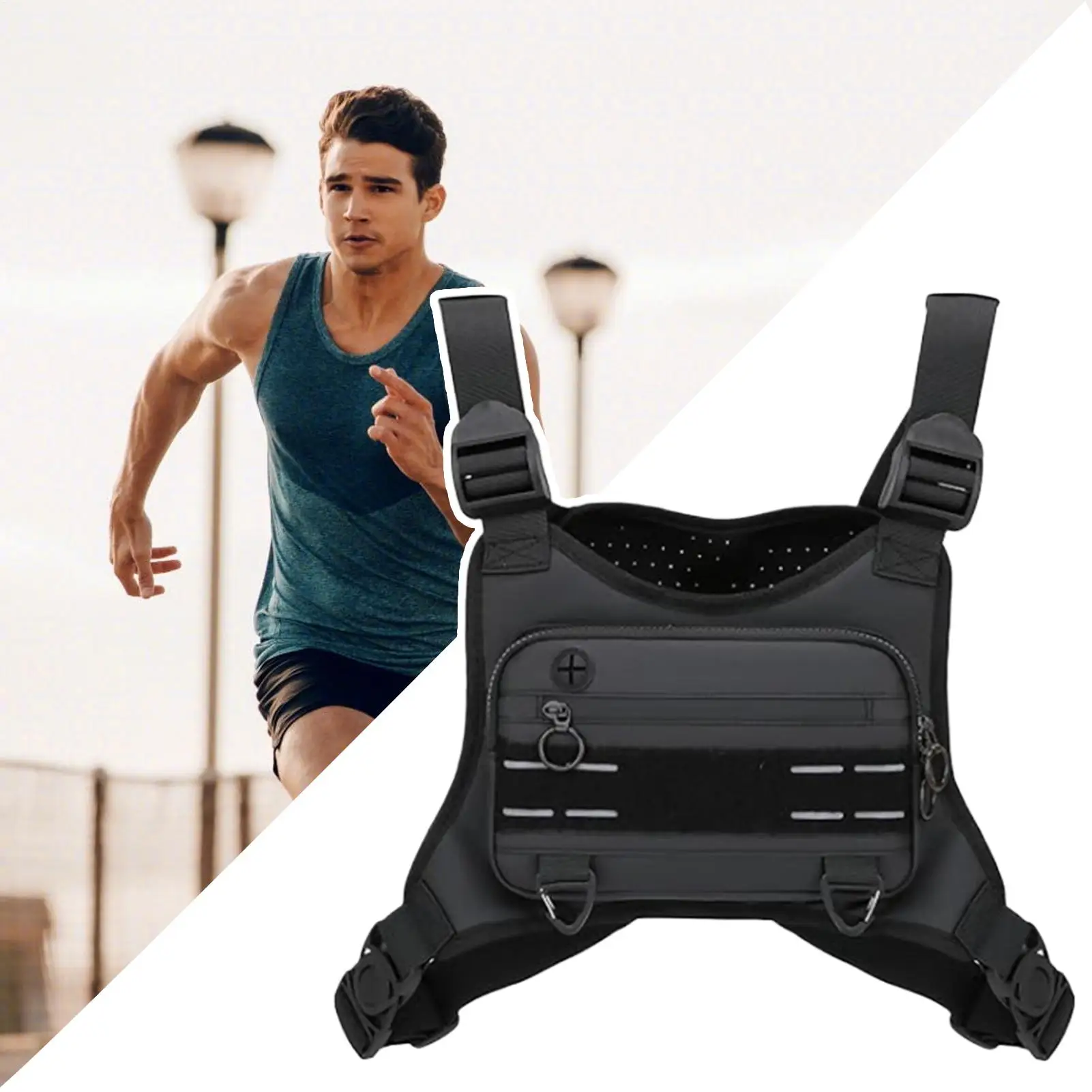 

Легкий жилет нагрудная сумка для альпинизма, спортивная нагрудная сумка, водонепроницаемая регулируемая спортивная сумка-переноска, держатель для телефона для бега