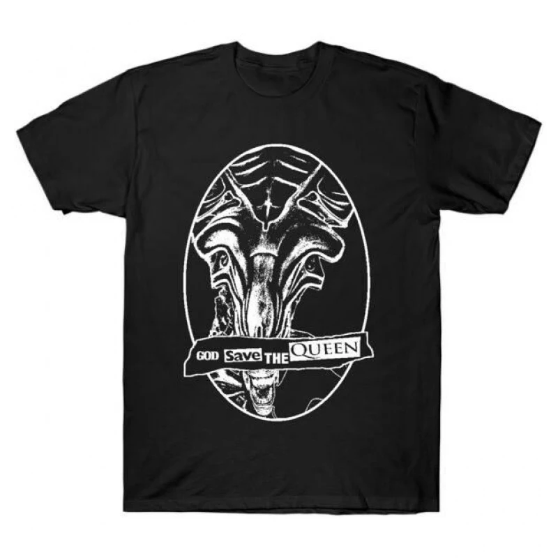 

God Save The Alien Queen Sci-Fic Alien Gift T-Shirt Weyland Horror movie Xenomorp Short Sleeve Graphic clothes All size tops