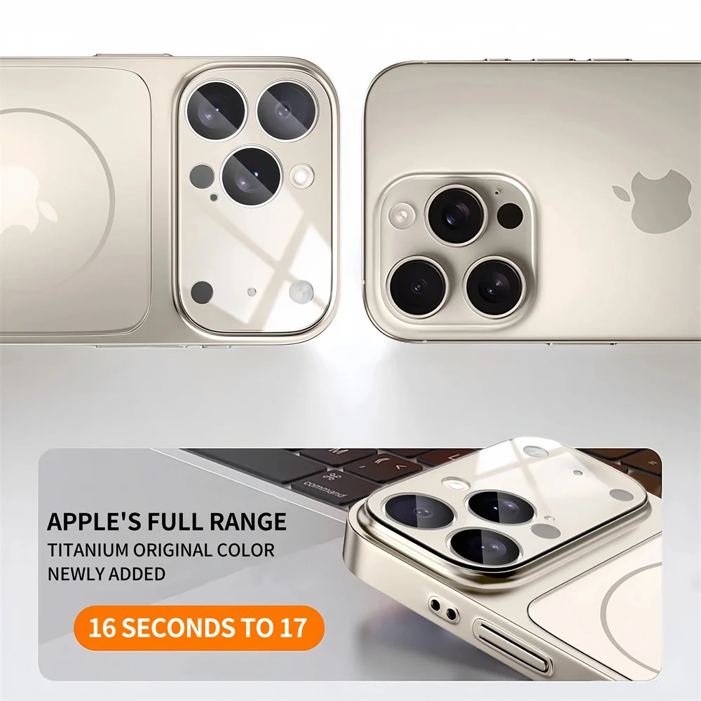 Cambia in pochi secondi per iPhone 17 Pro 16 15 14 13 Pro Max Custodia per telefono con finestra grande in vetro premium Set protettivo magnetico opaco