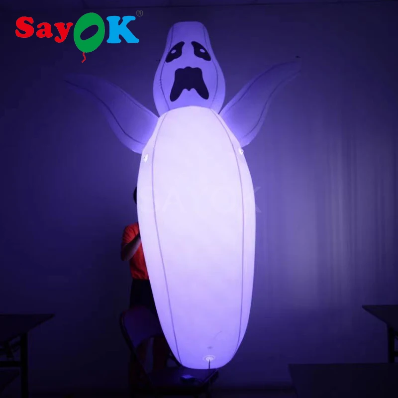 2m Pvc Inflatable Halloween Pumpkin Ghost Decoration Halloween Pumpkin With Light For Street Home Yard Party Events Decor