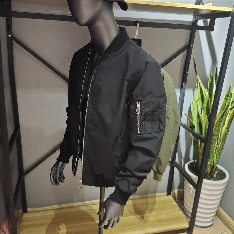 

Мужская демисезонная куртка-бомбер с воротником-стойкой на молнии, модная повседневная верхняя одежда
