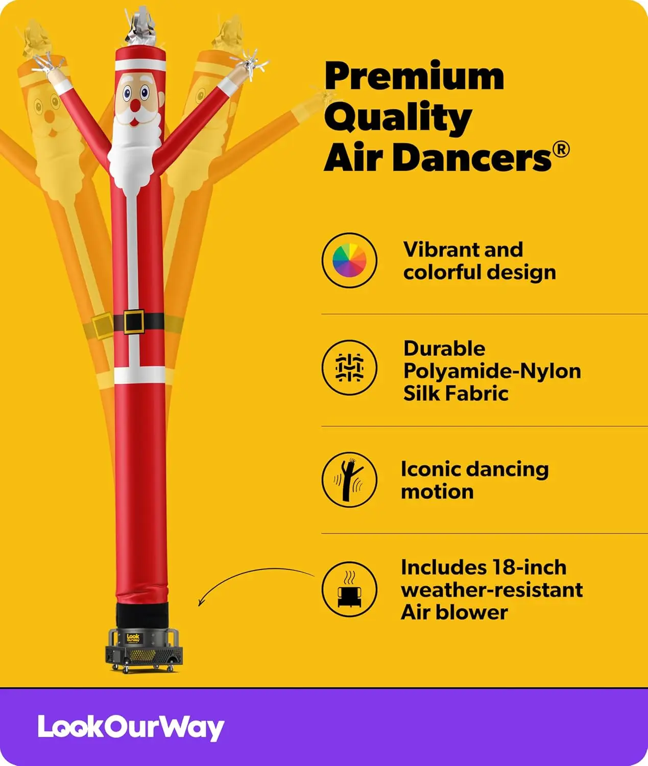 Air Dancers Inflatable Tube Man Attachment | 20ft Tall Set | Wacky Waving Christmas Inflatables Tube Guy | Blower Included | Out