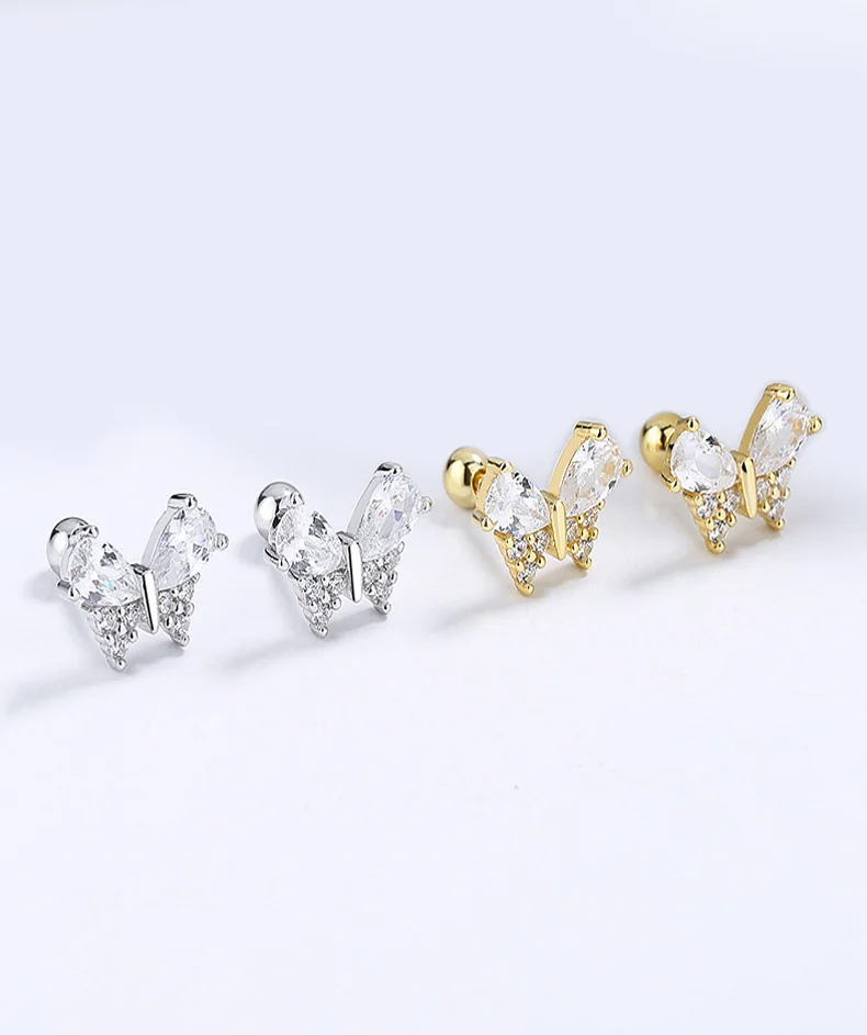 Trustdavis real 925 prata esterlina brinco inseto borboleta brilhante cz parafuso brincos para filha meninas jóias finas da3167