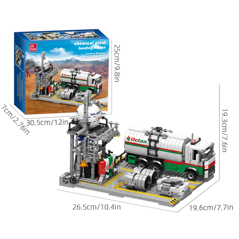 City Street View Bouwstenen Aardgasopslagcentrum Laboratorium Transportstation 3 in 1 Assemblagemodel Bakstenen Cadeau voor volwassenen