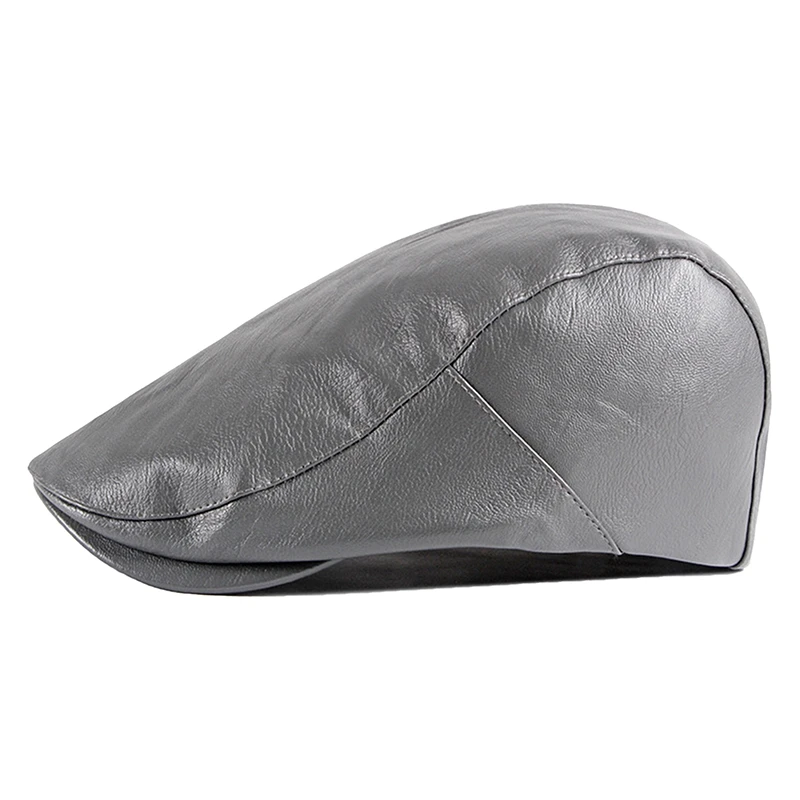 Retro PU Leather Newsboy Cap Men Women British Berets Visors Caps Office Party Painter Hat England Style Autumn Beanies Leisure