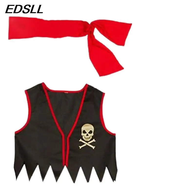 Children's Pirate Costume Wave Pirate Vest Matching Headband Kids Program Performs Pirate Role Playing Costume