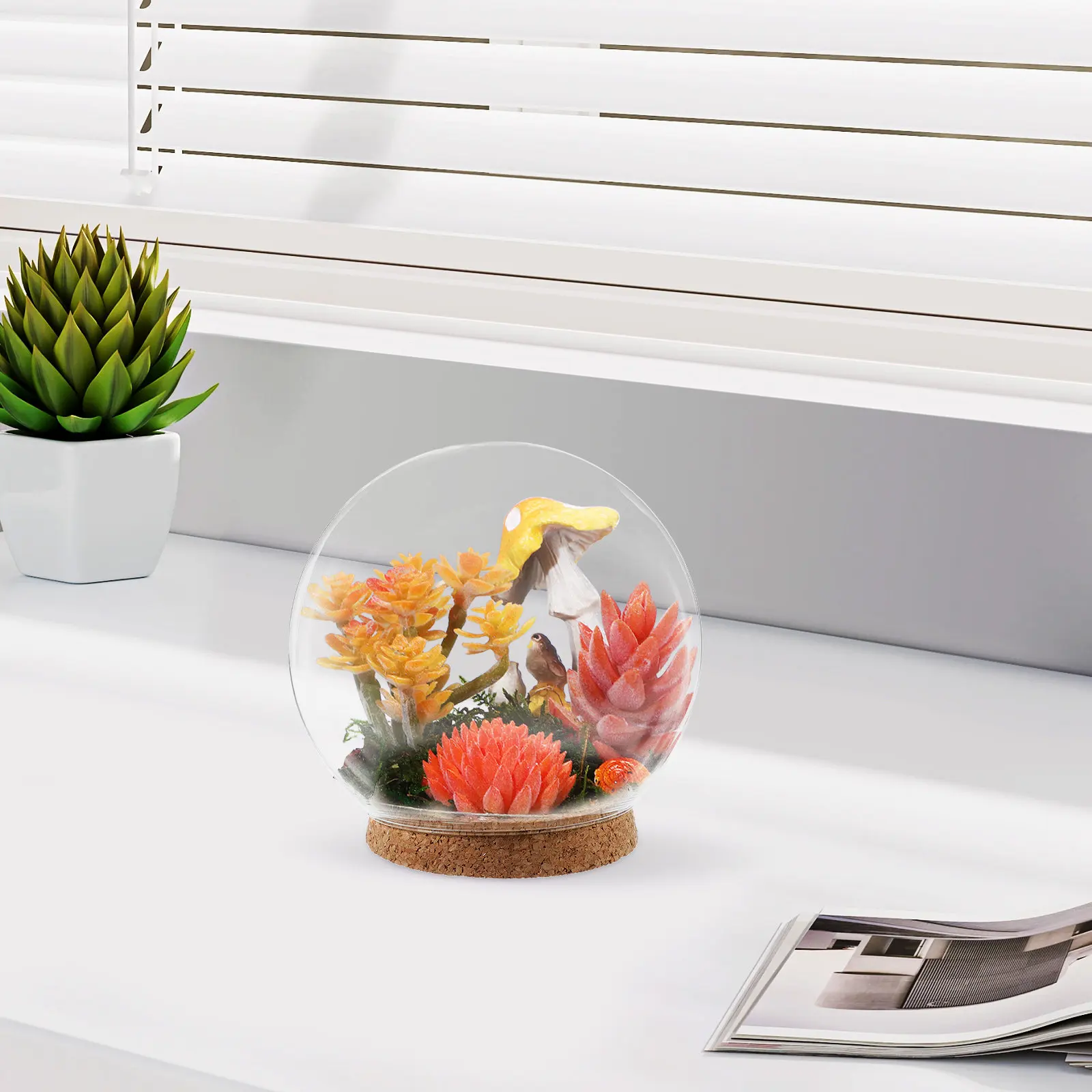 3Pcs Fine Workmanship Glass Dome Decor for Dried Flowers Immortal Floral Arrangements Home Adornment Tabletop Glass Cover