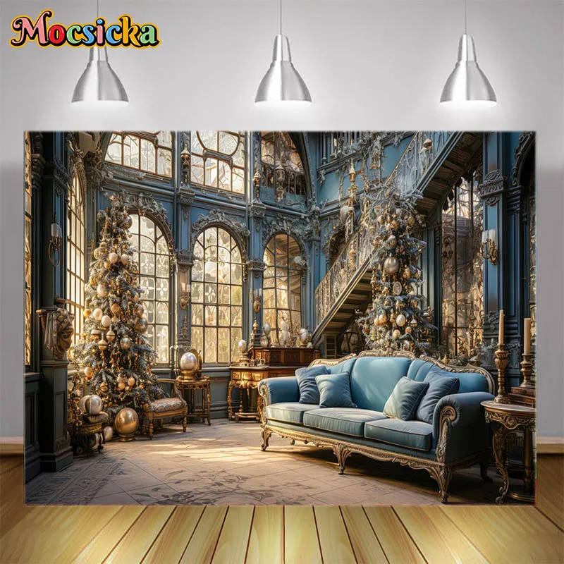 

Realistic Fantasy Palace Interior Windows Photography Background Couch Luxury Interior Decor Kids Adults Portrait Photo Backdrop